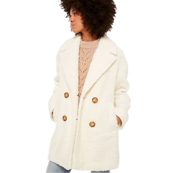 KATE SPADE Layer of Meaning Cream Teddy Coat Peacoat XL Extra Large